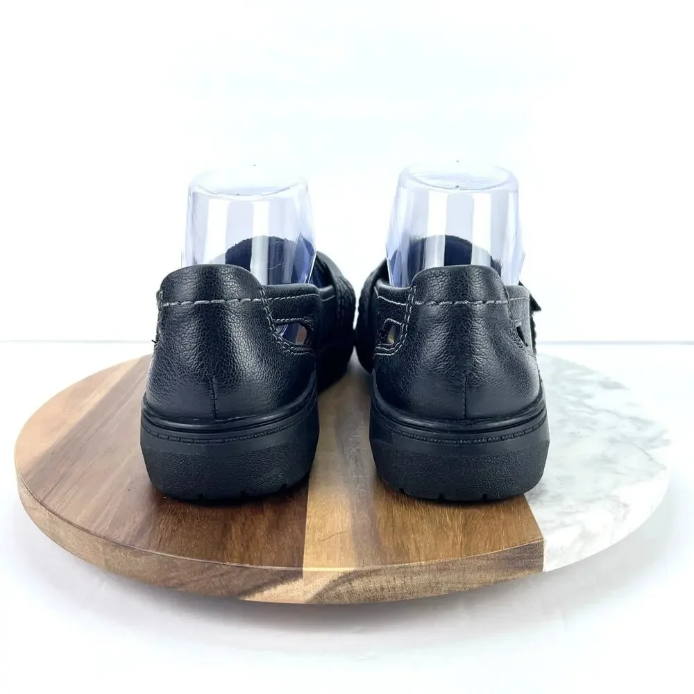 EUC Clarks Womens Carleigh Eliza Black Moccasins Leather Comfort Shoes 8.5 M